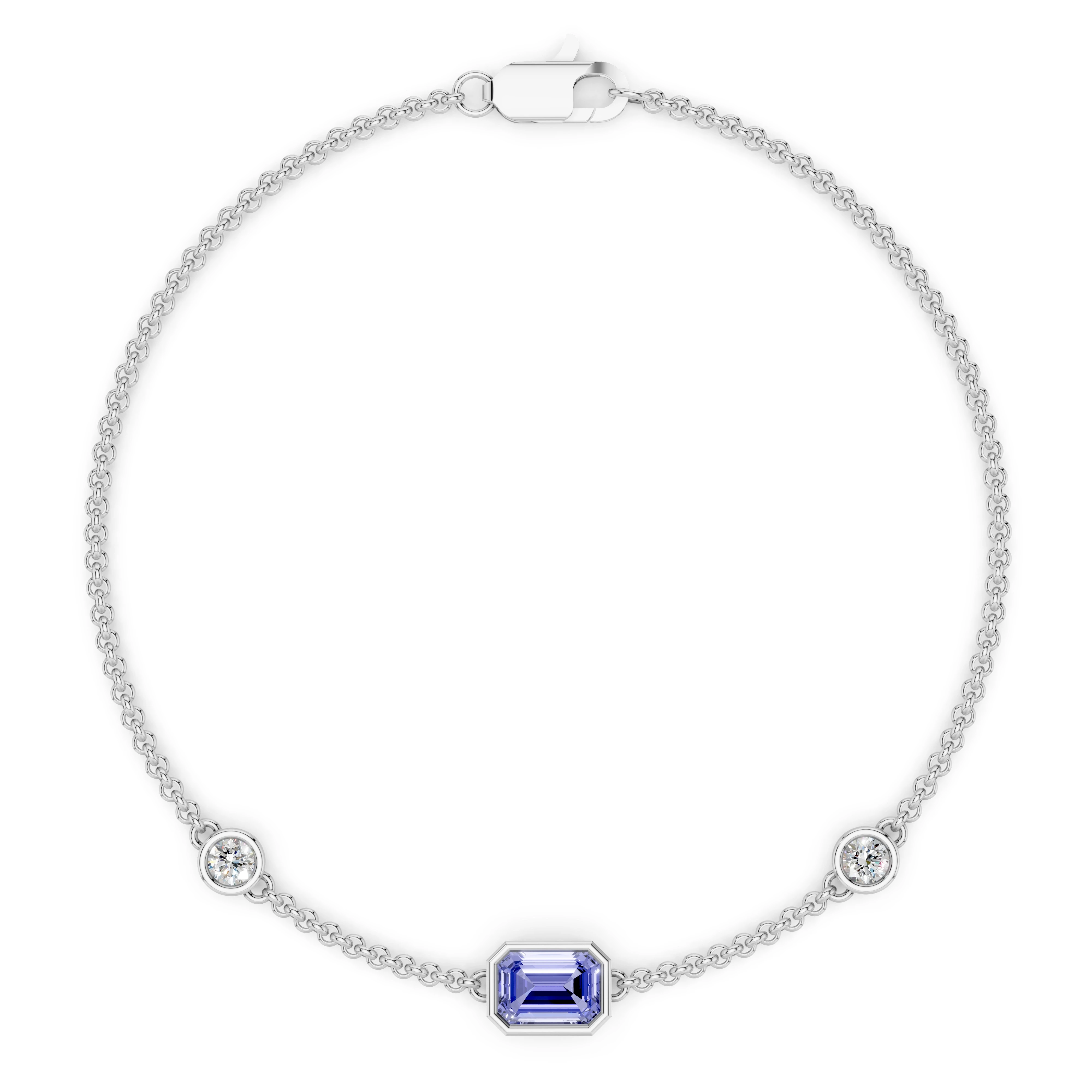 Zlatý náramek s tanzanitem a diamanty