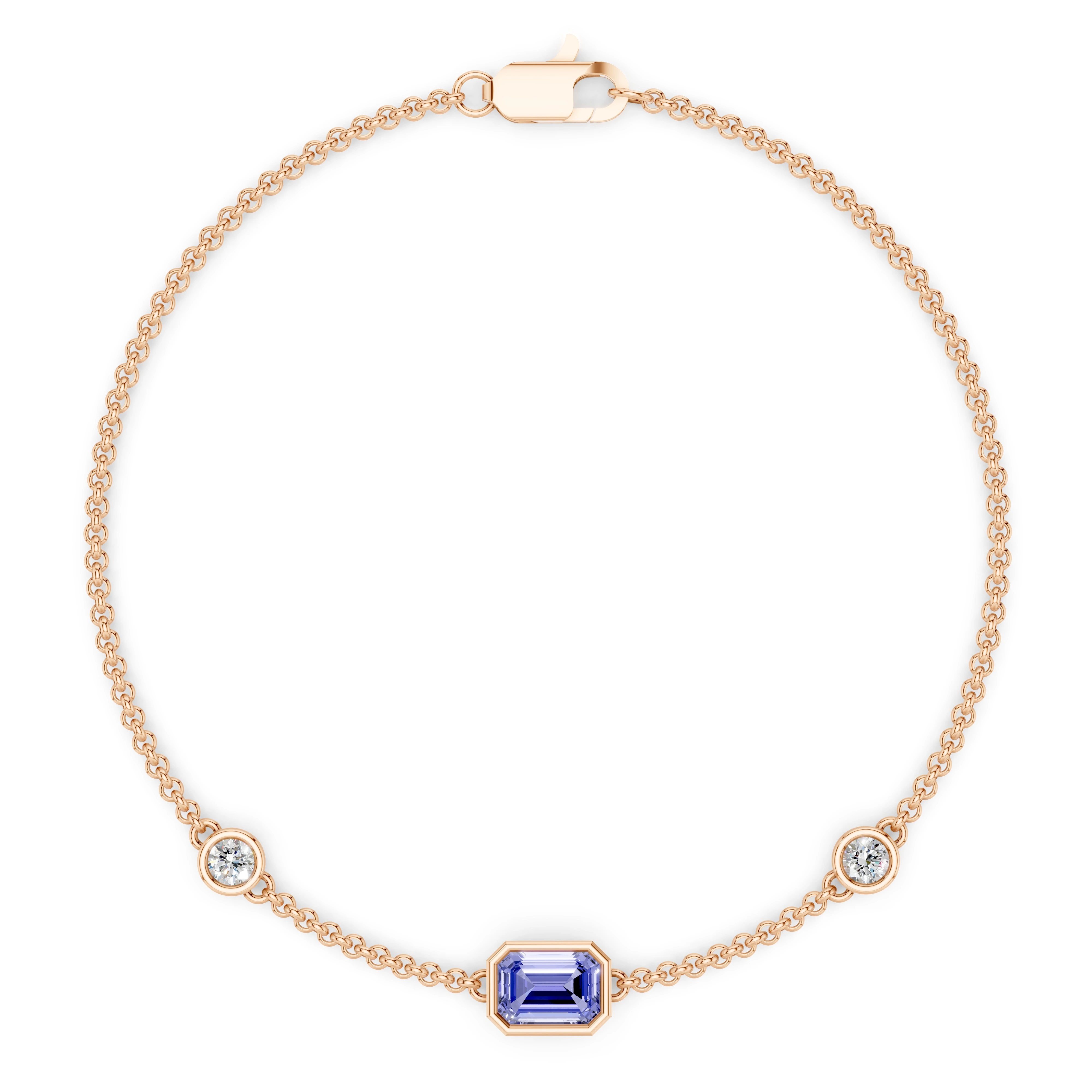 Zlatý náramek s tanzanitem a diamanty
