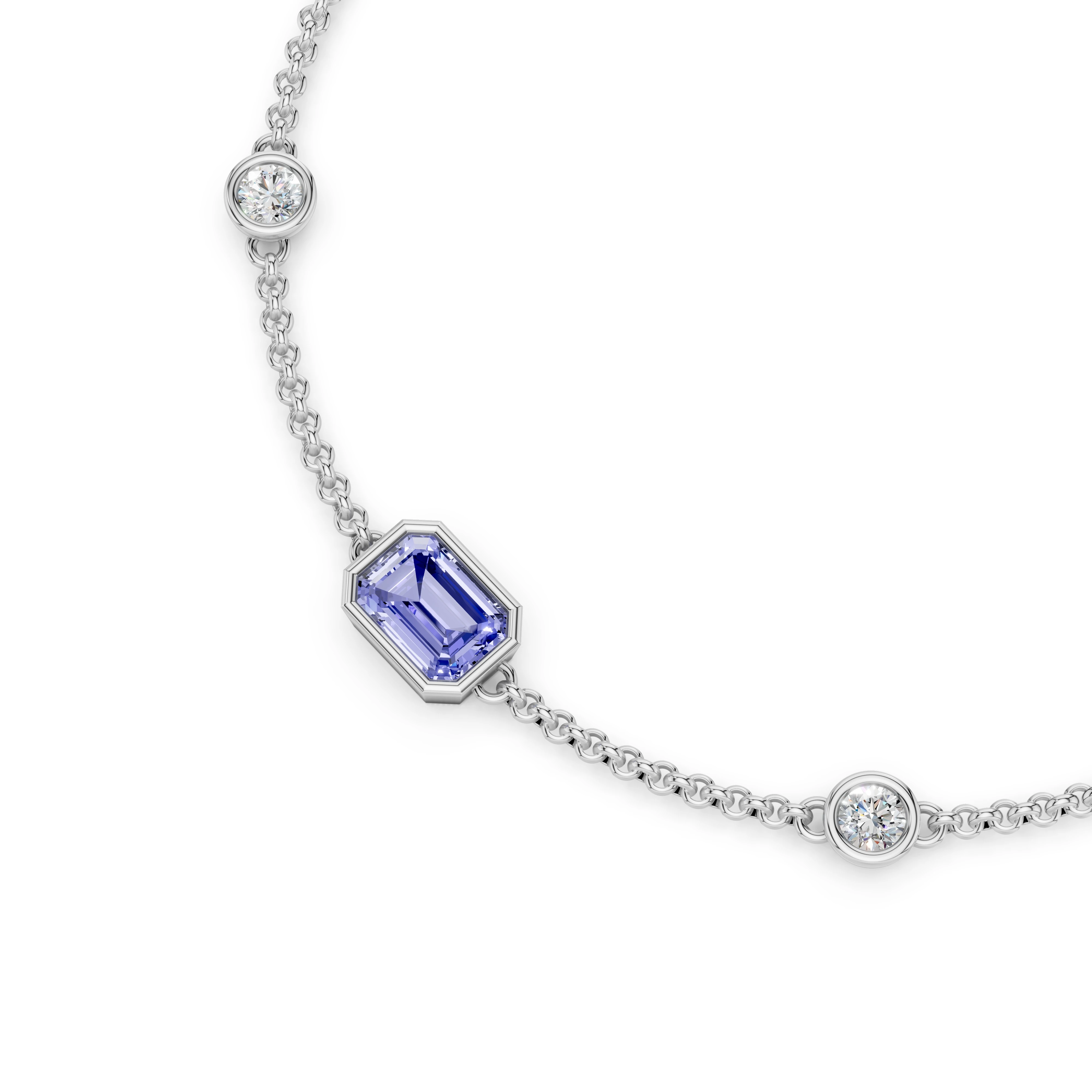Zlatý náramek s tanzanitem a diamanty