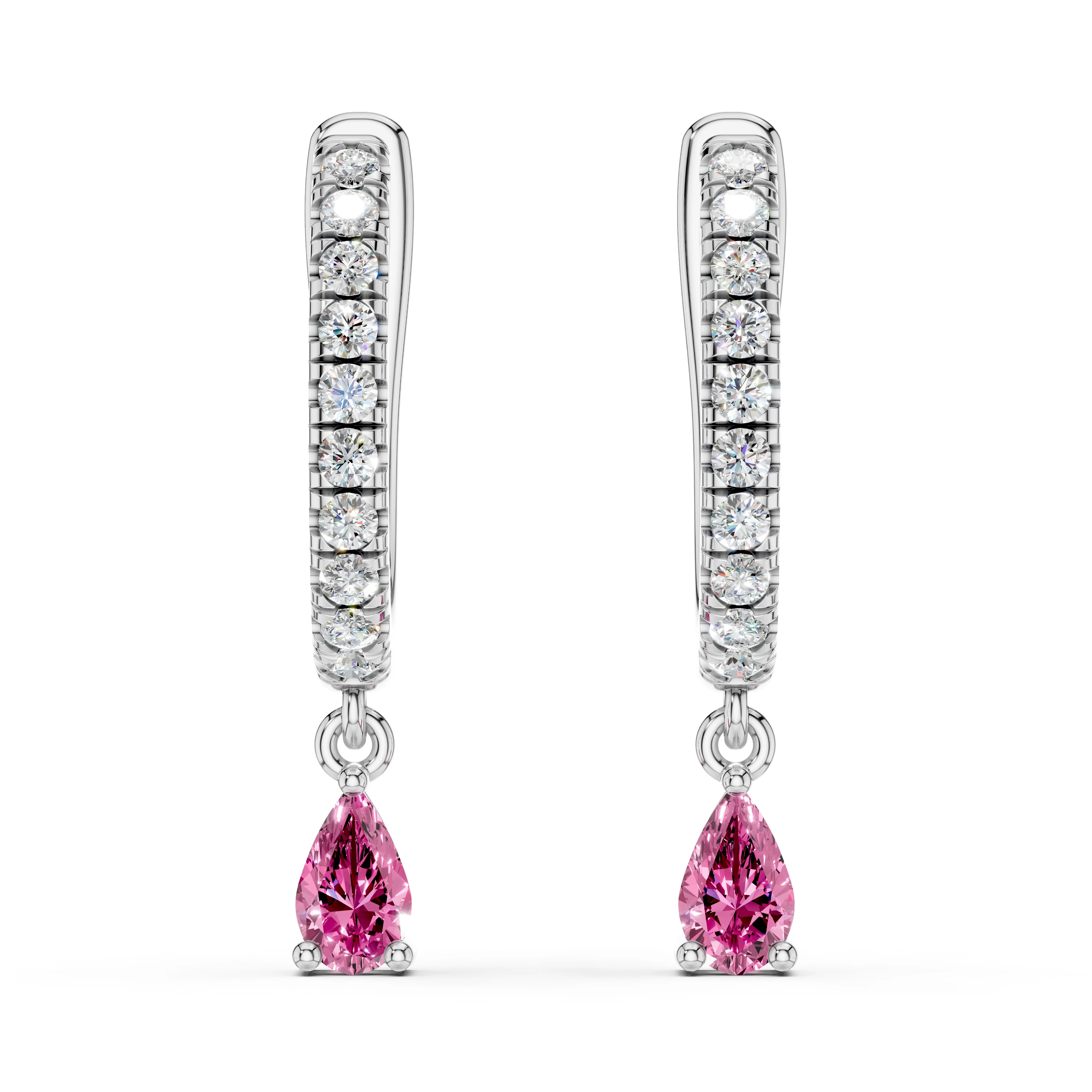 Zlaté náušnice s růžovými safíry a diamanty