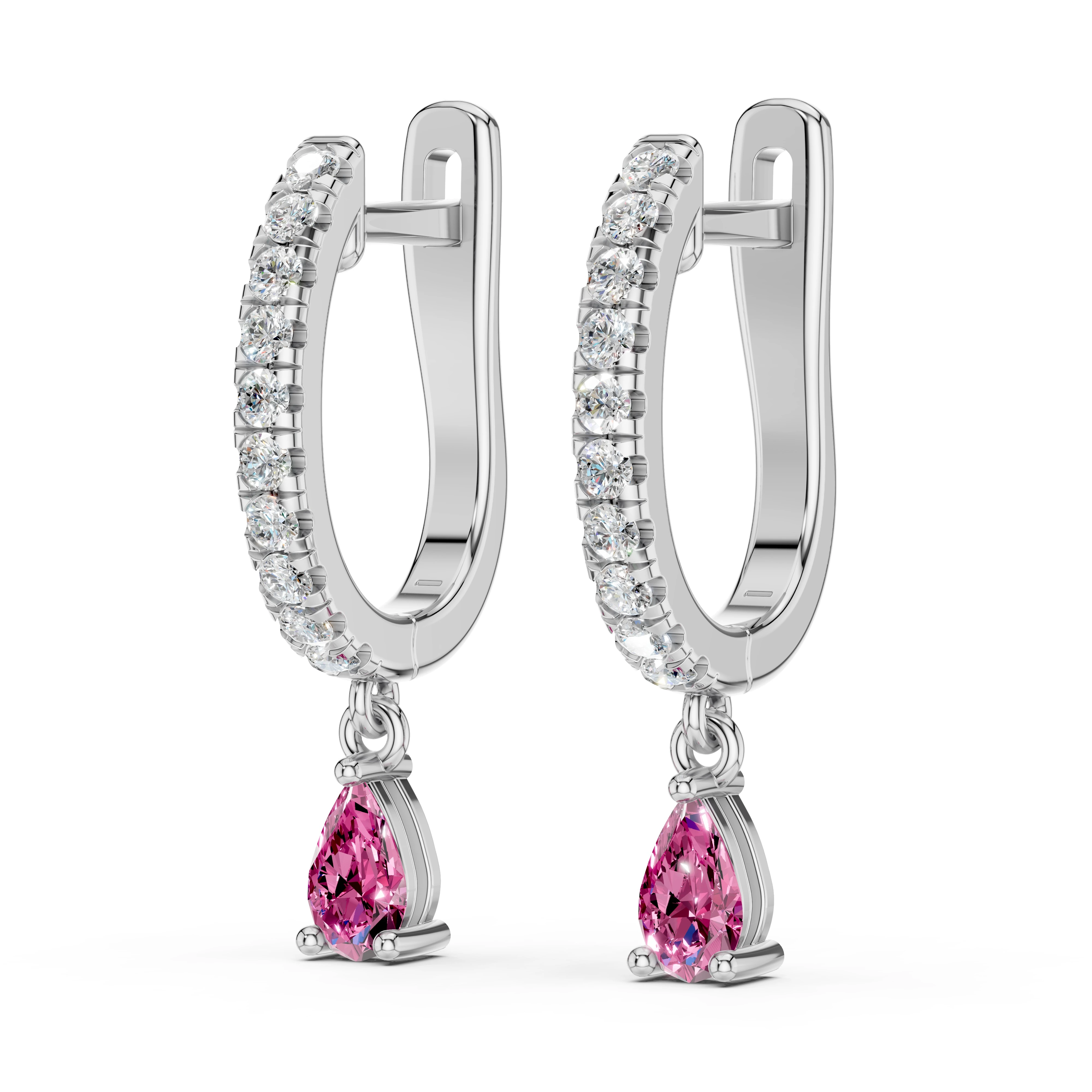 Zlaté náušnice s růžovými safíry a diamanty