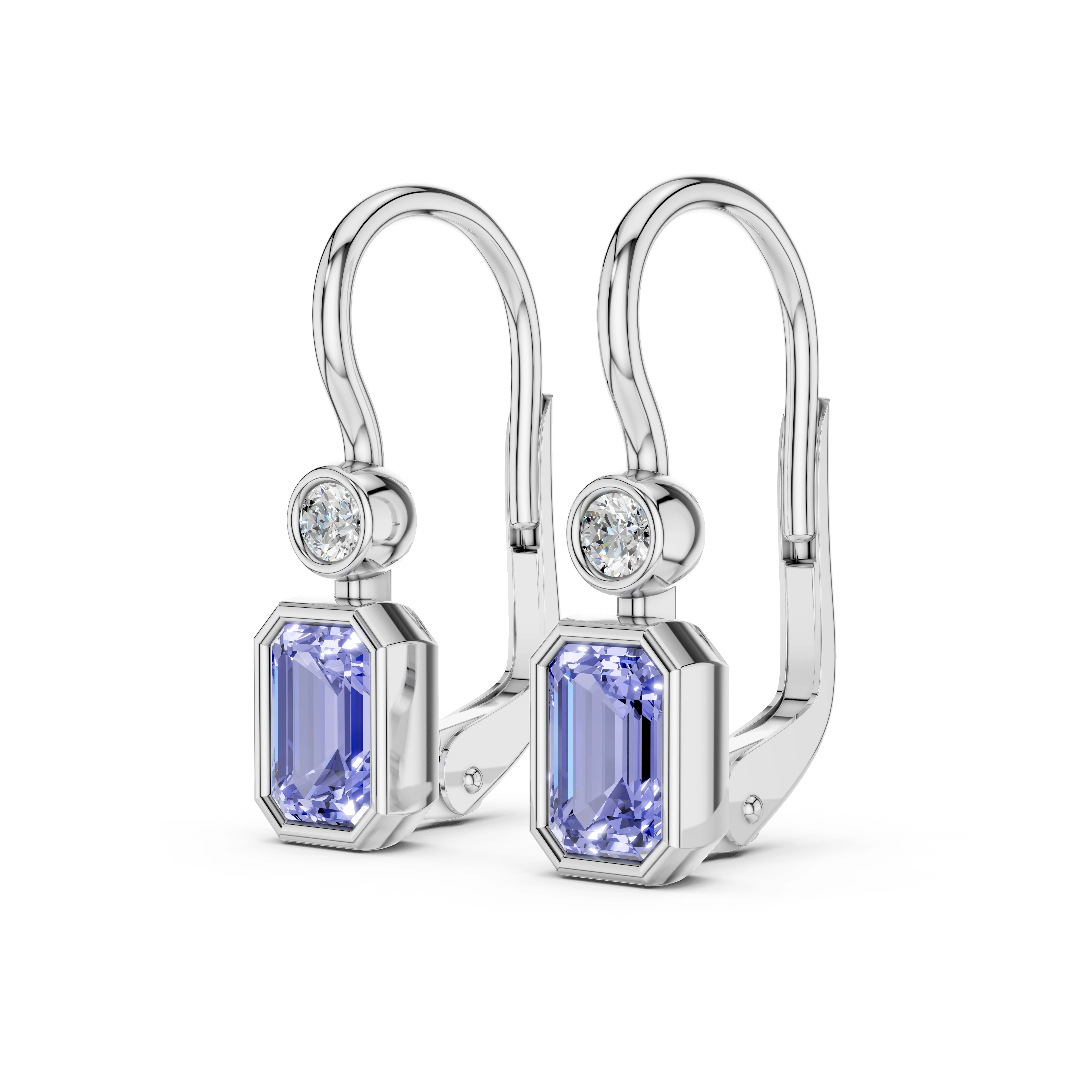 Zlaté náušnice s tanzanity a diamanty