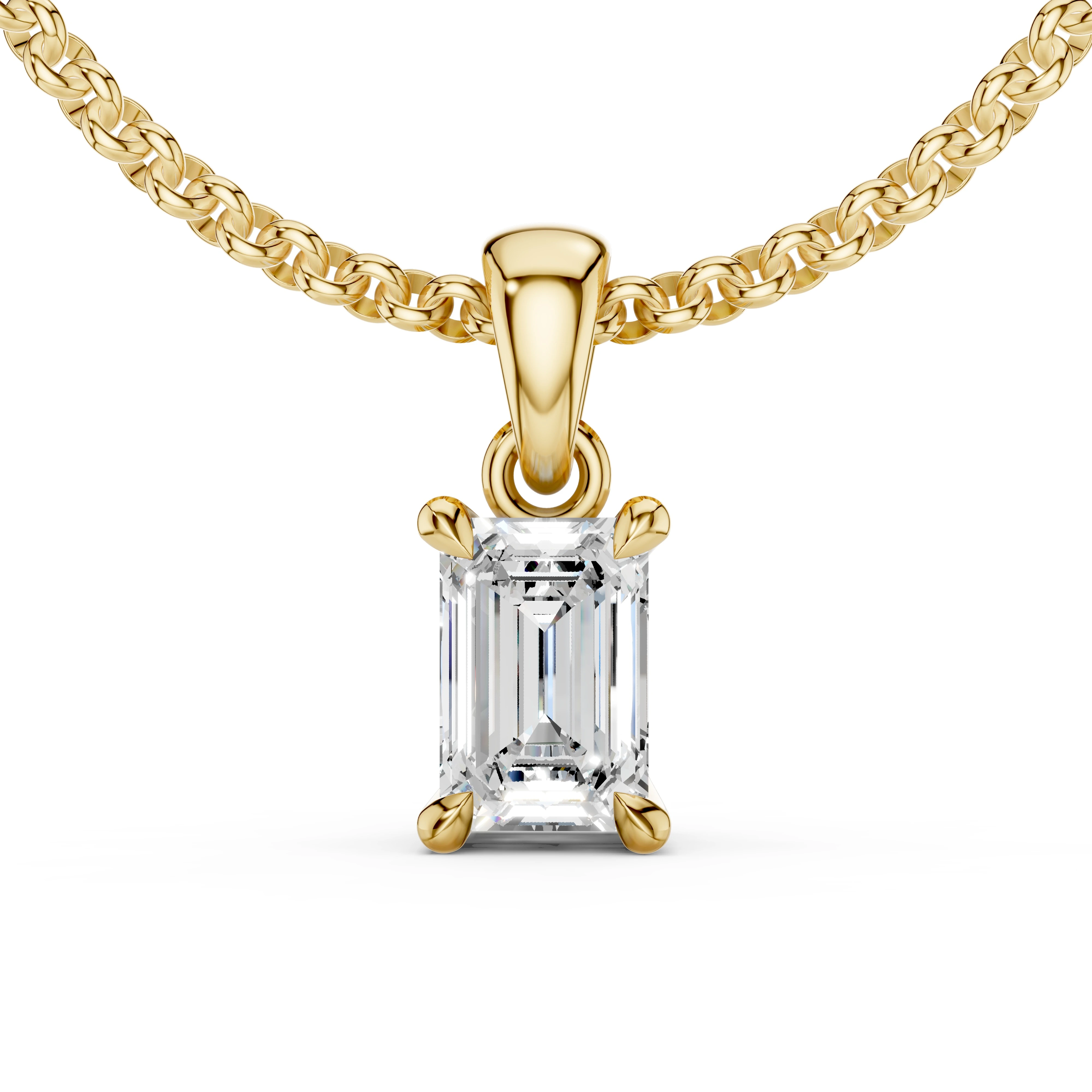Zlatý náhrdelník s diamantem v brusu emerald