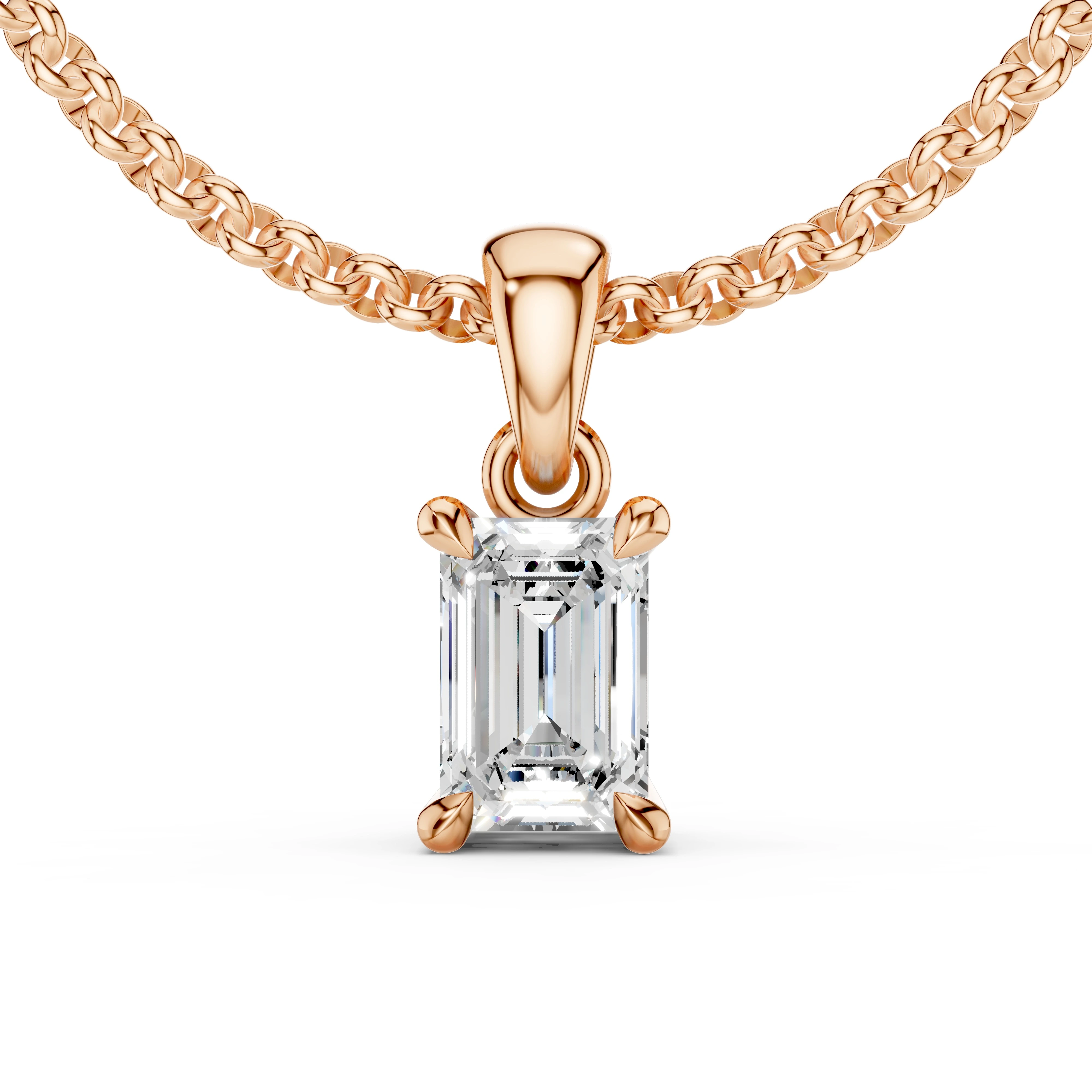 Zlatý náhrdelník s diamantem v brusu emerald