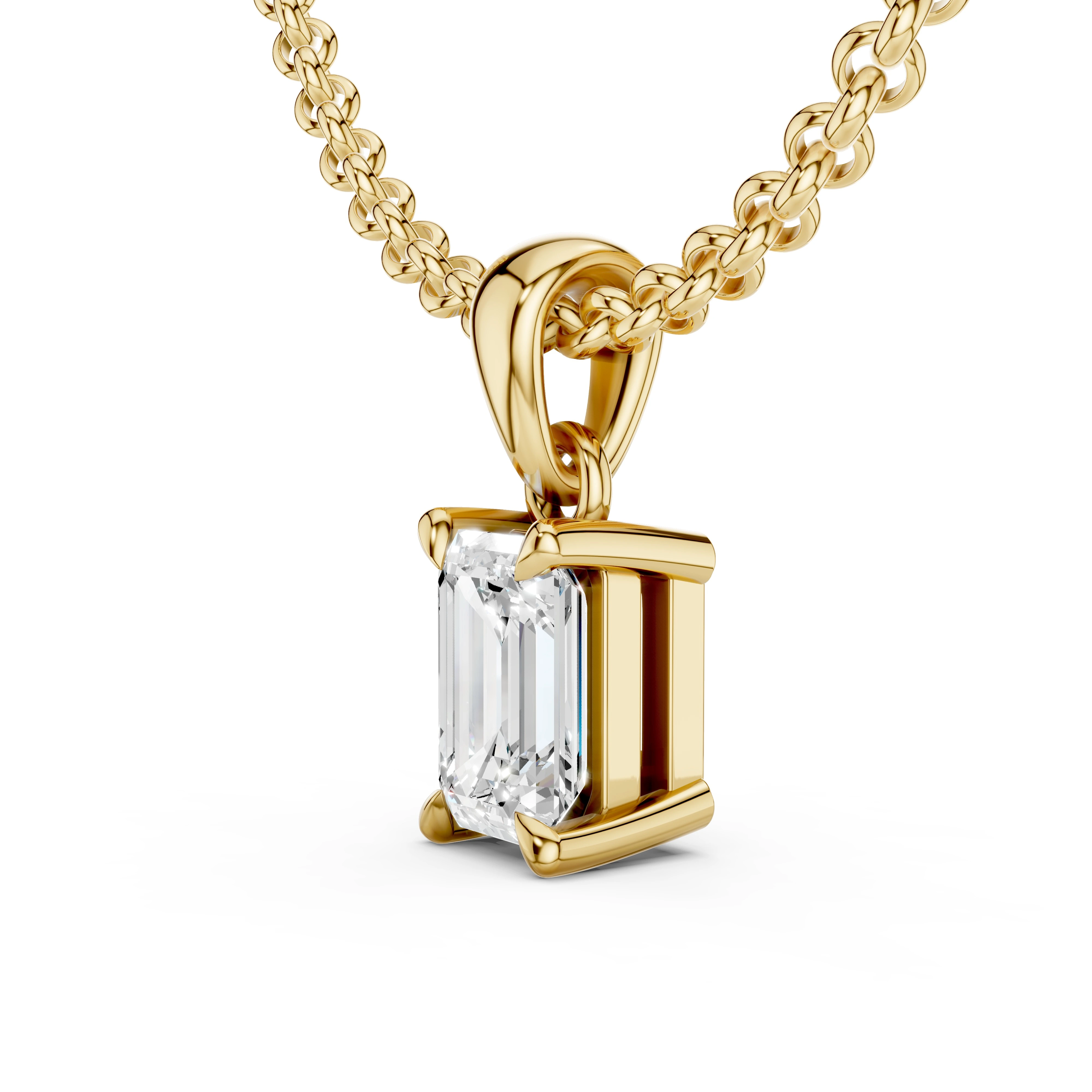 Zlatý náhrdelník s diamantem v brusu emerald