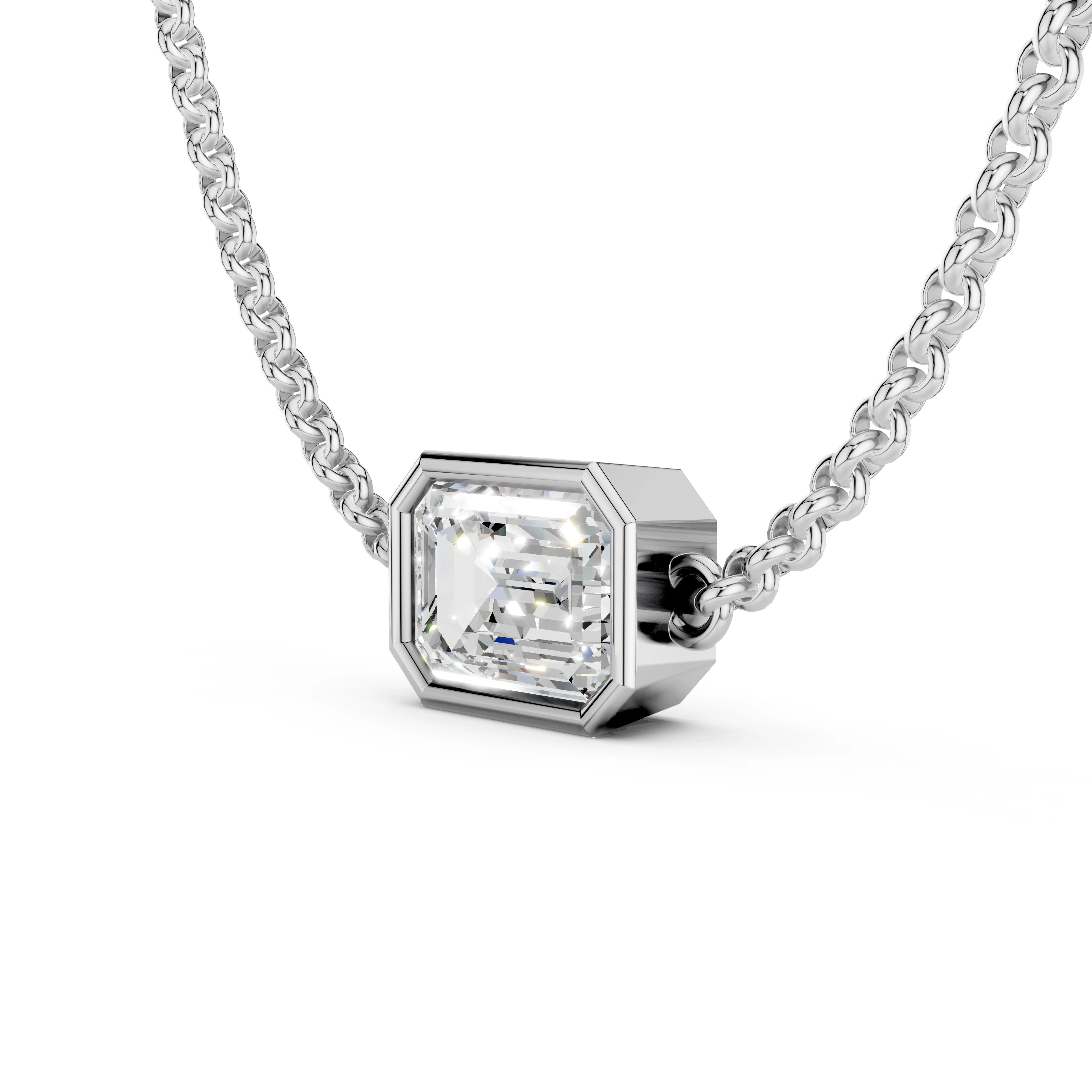 Zlatý náhrdelník s diamantem v brusu emerald
