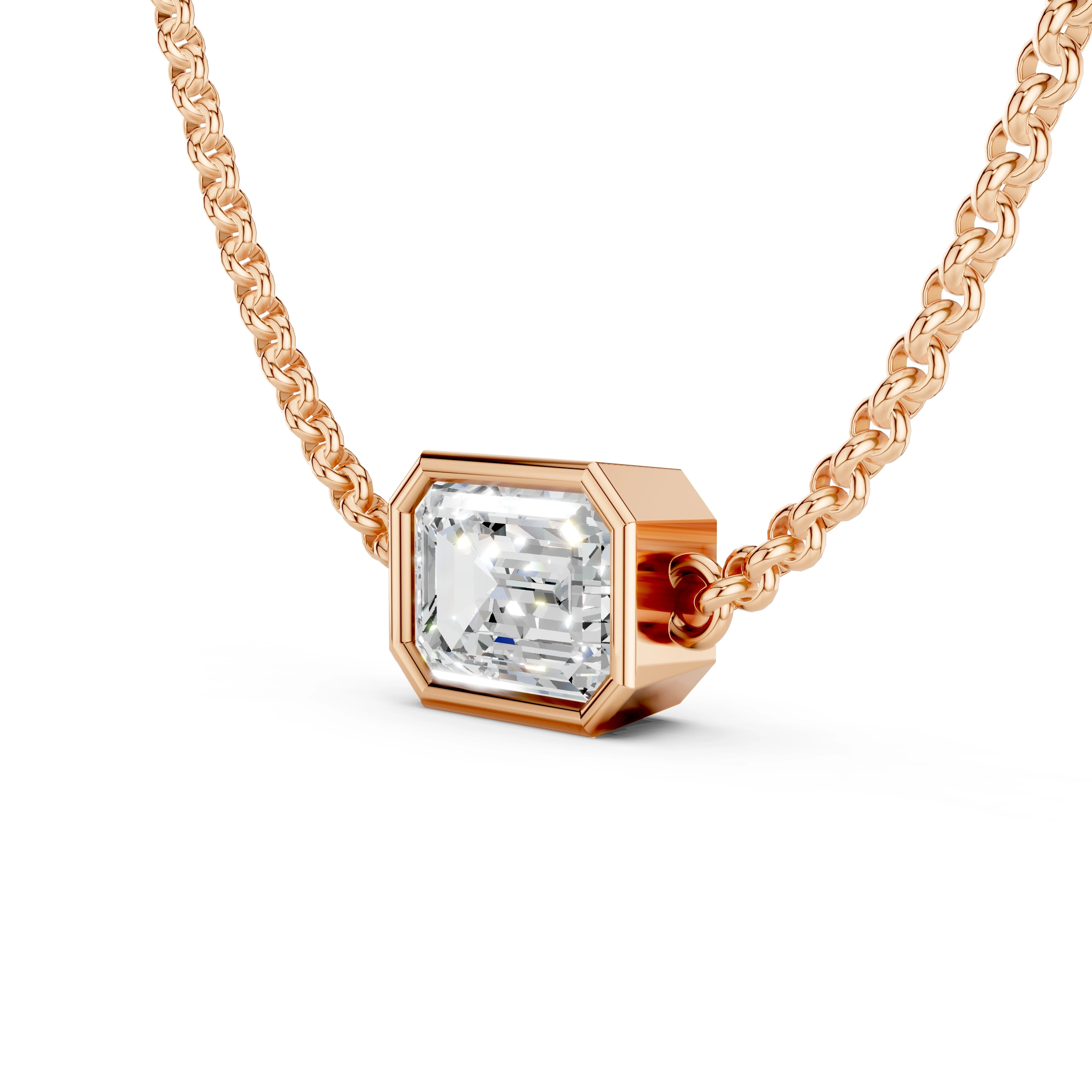 Zlatý náhrdelník s diamantem v brusu emerald