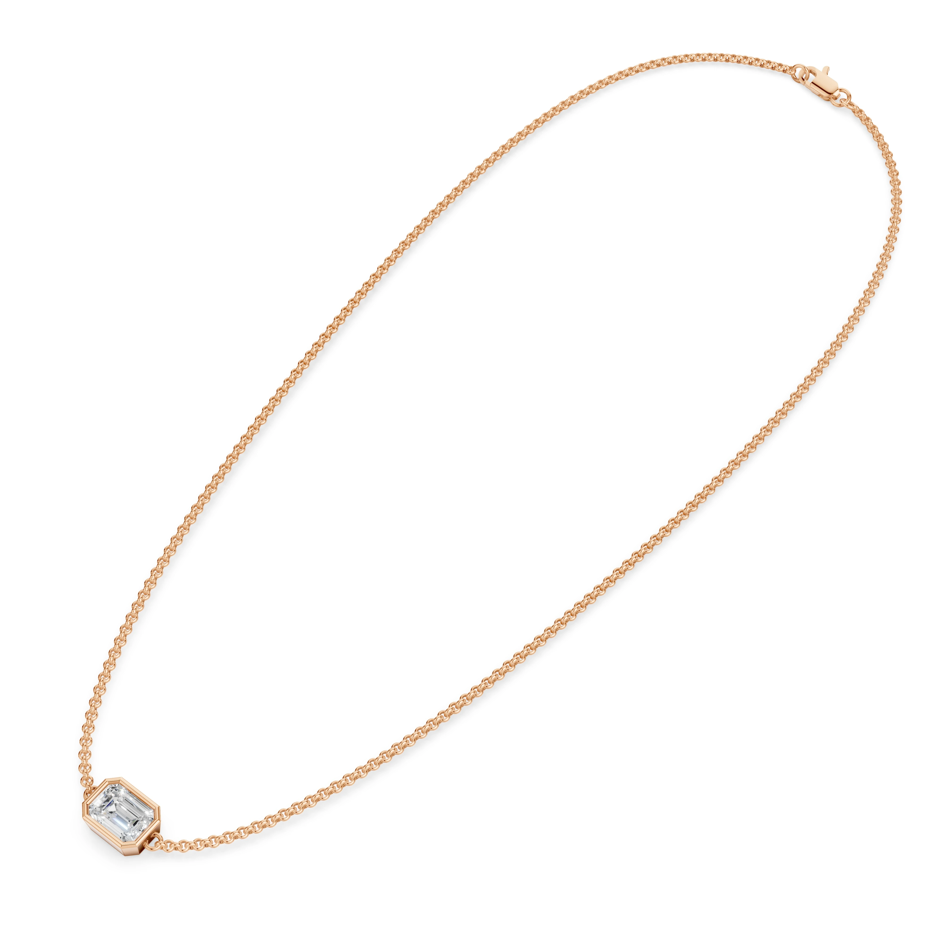Zlatý náhrdelník s diamantem v brusu emerald