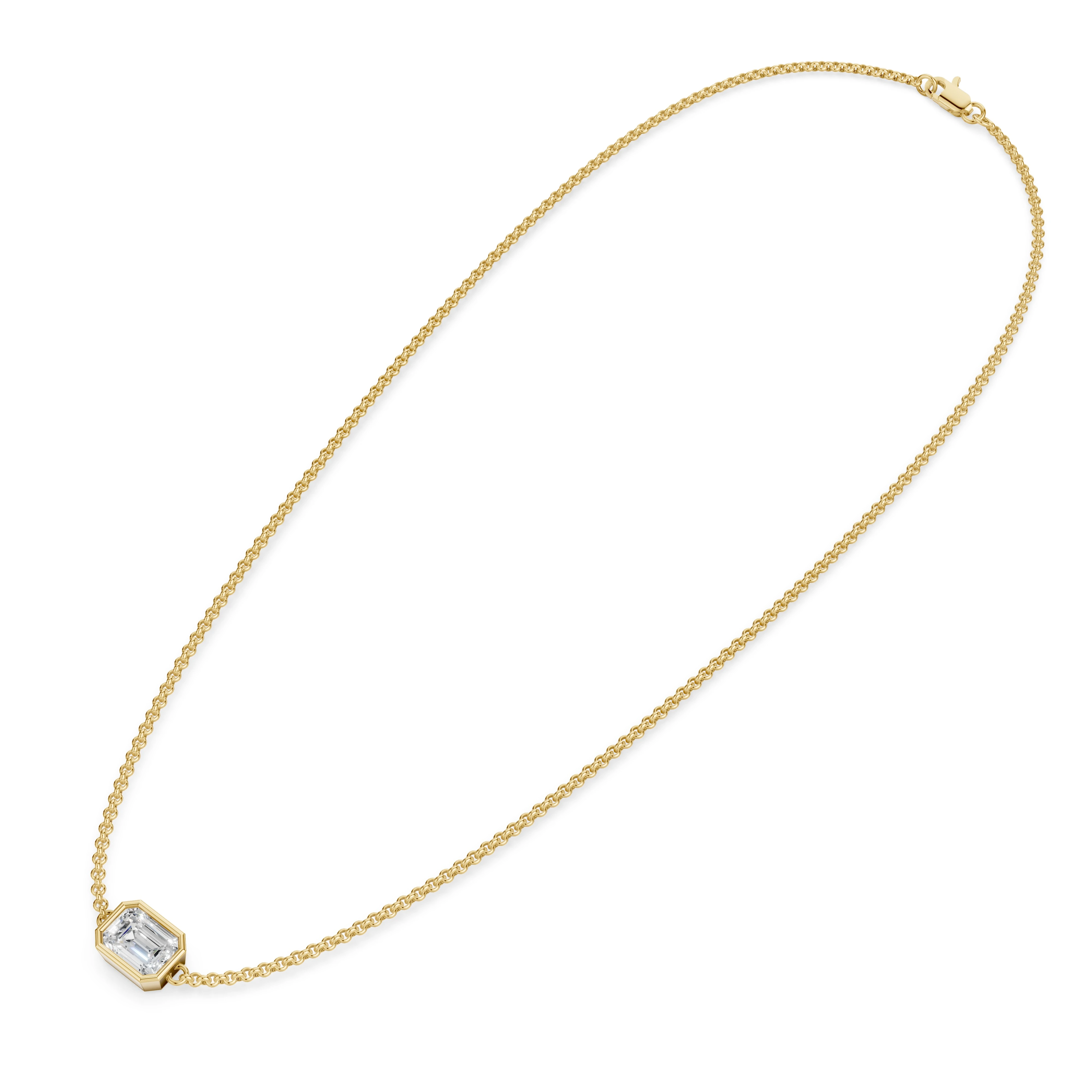 Zlatý náhrdelník s diamantem v brusu emerald