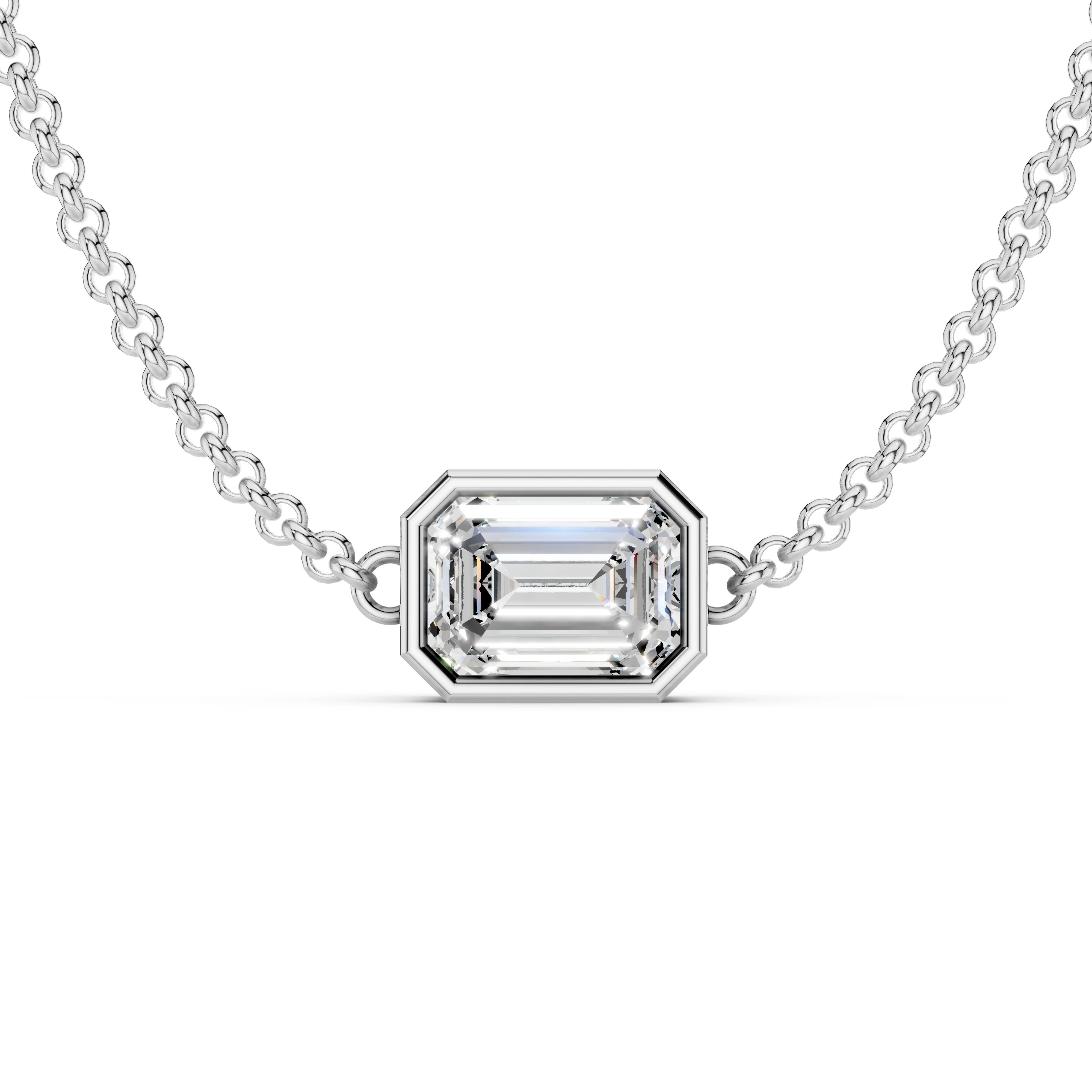 Zlatý náhrdelník s diamantem v brusu emerald