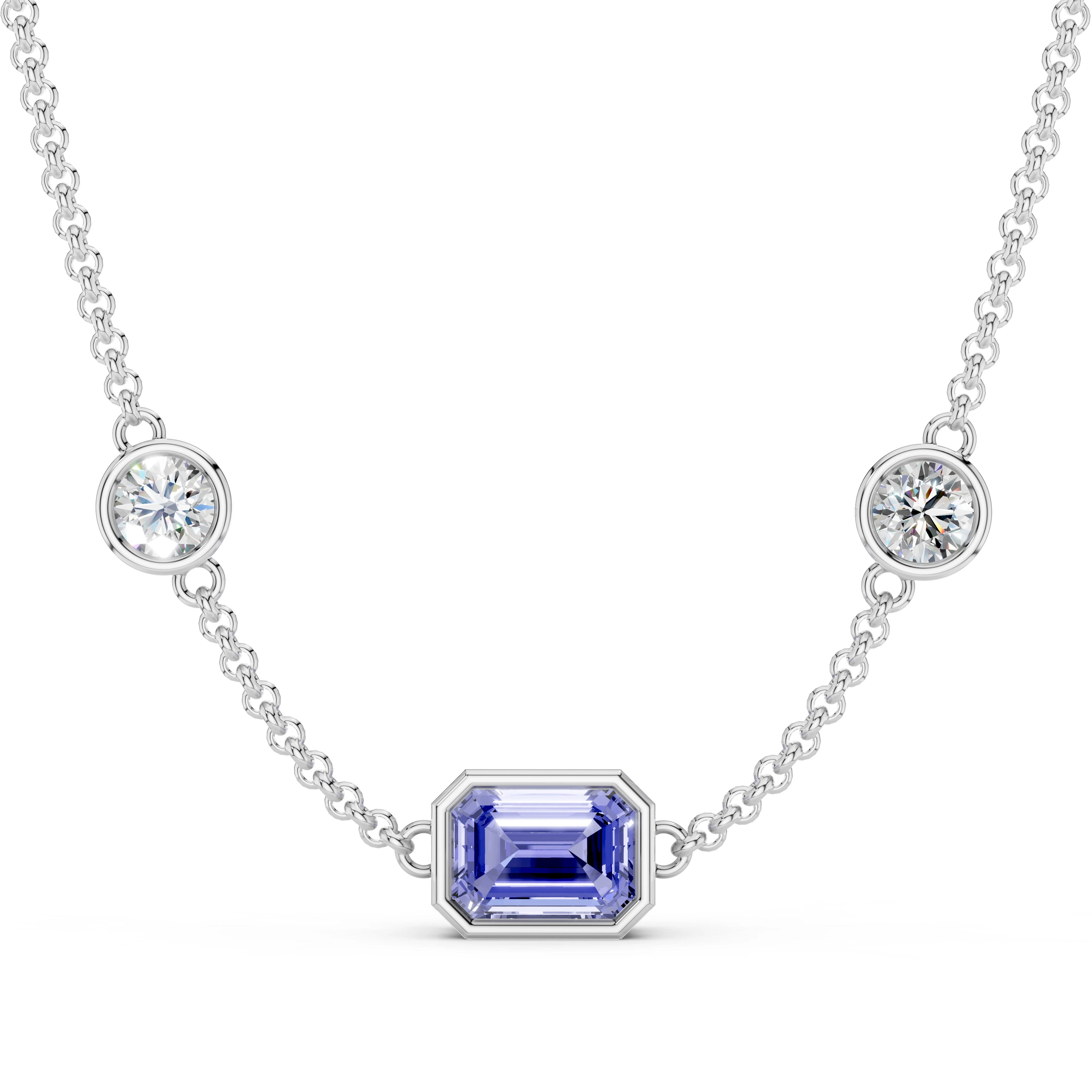 Zlatý náhrdelník s tanzanitem a diamanty