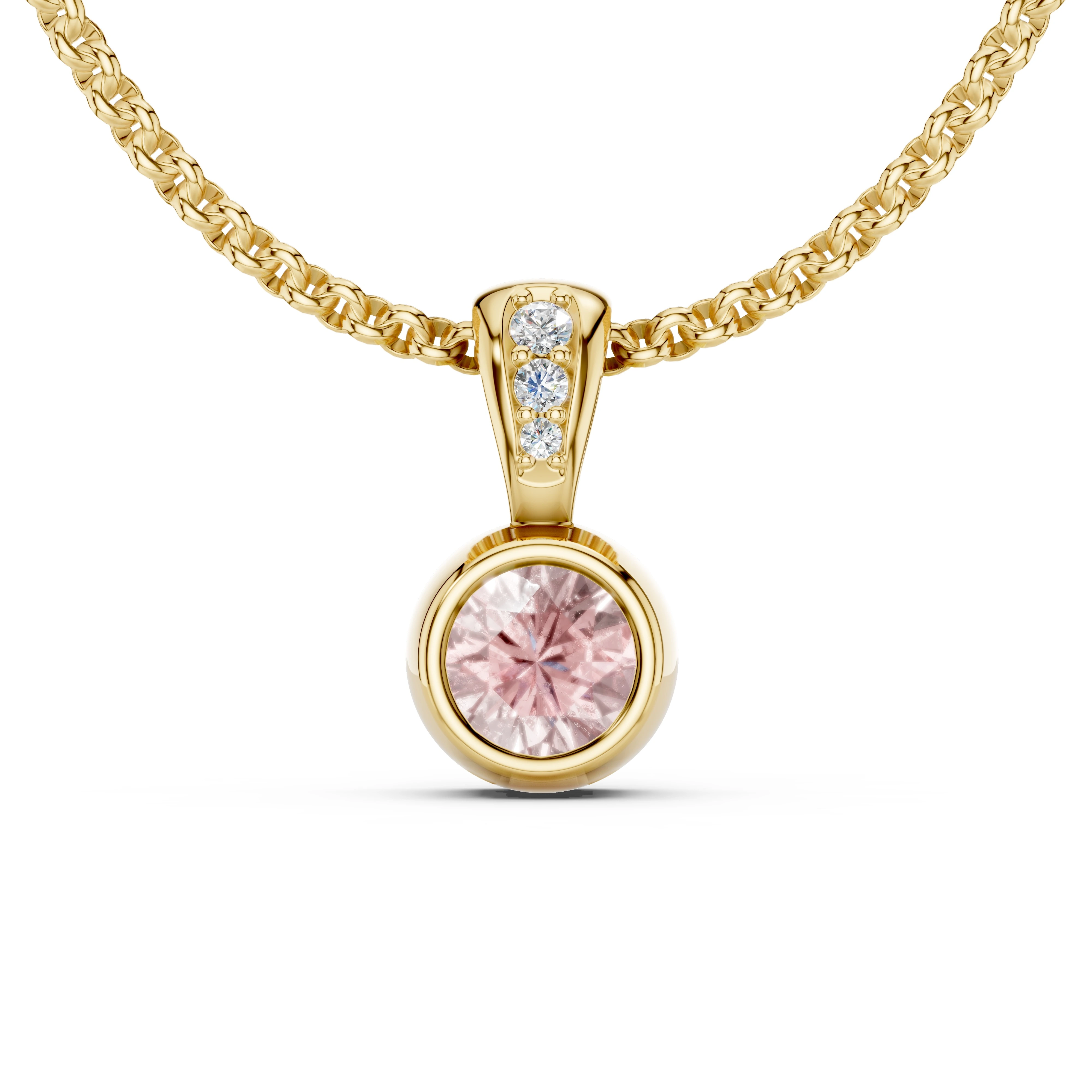 Zlatý náhrdelník s morganitem a diamanty