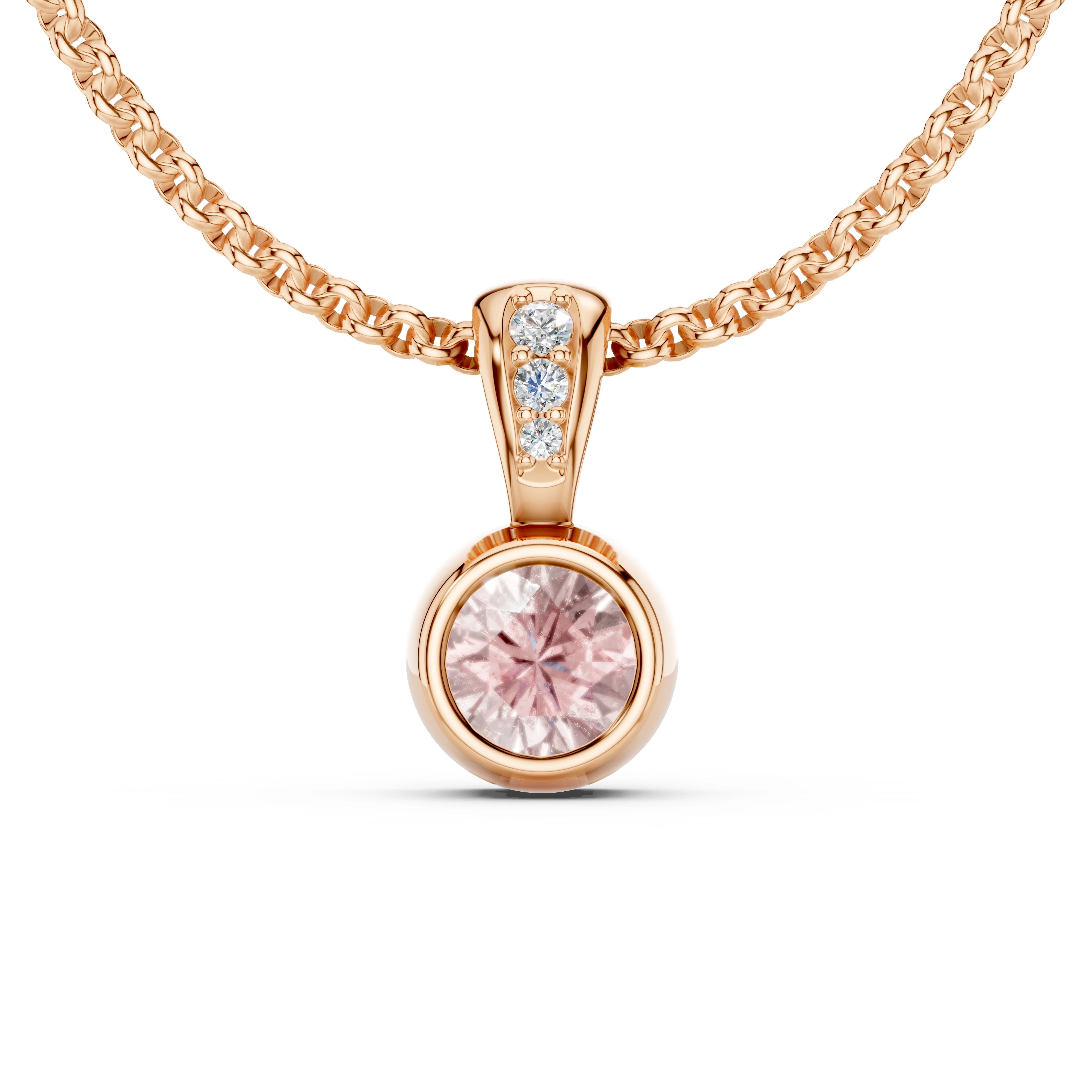 Zlatý náhrdelník s morganitem a diamanty