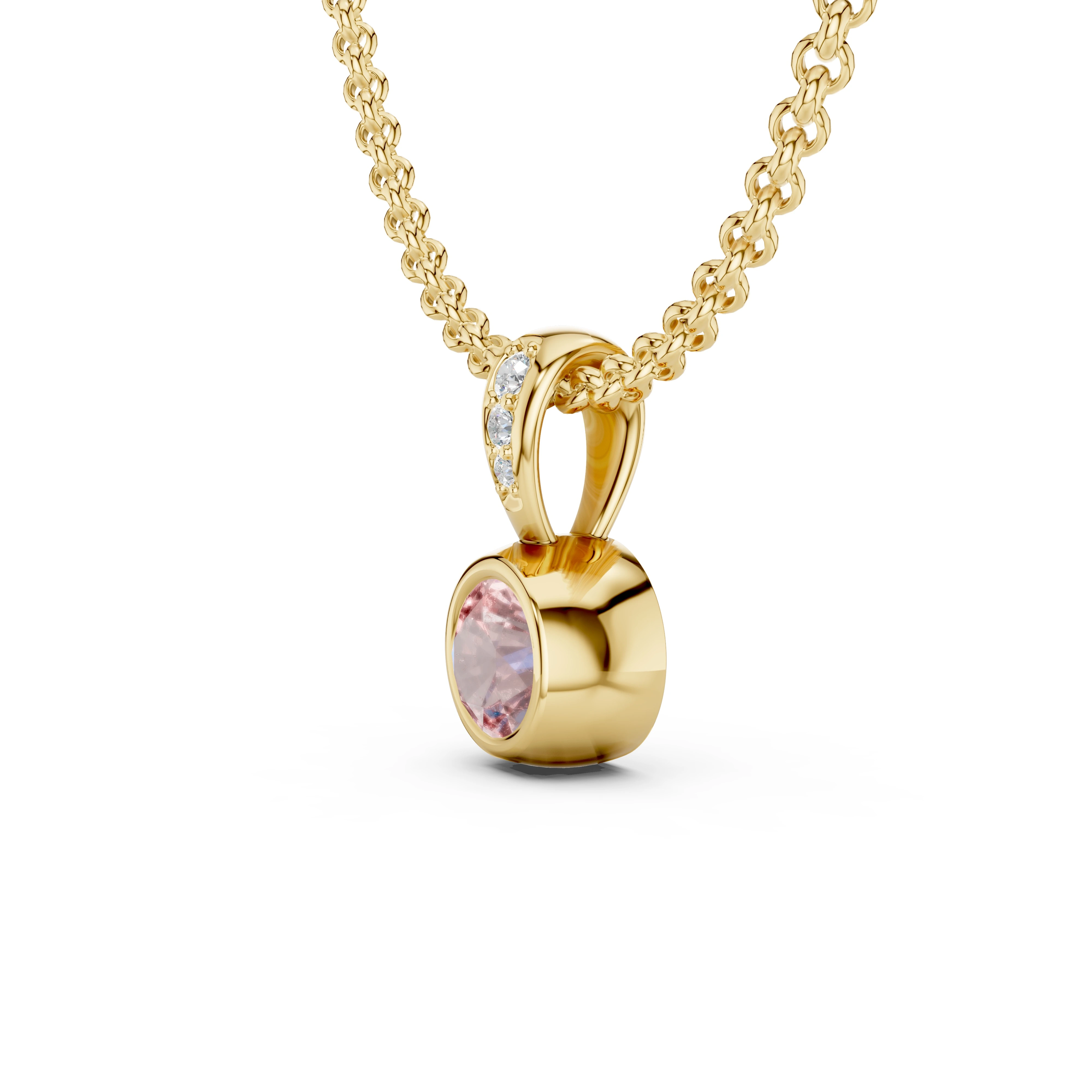 Zlatý náhrdelník s morganitem a diamanty