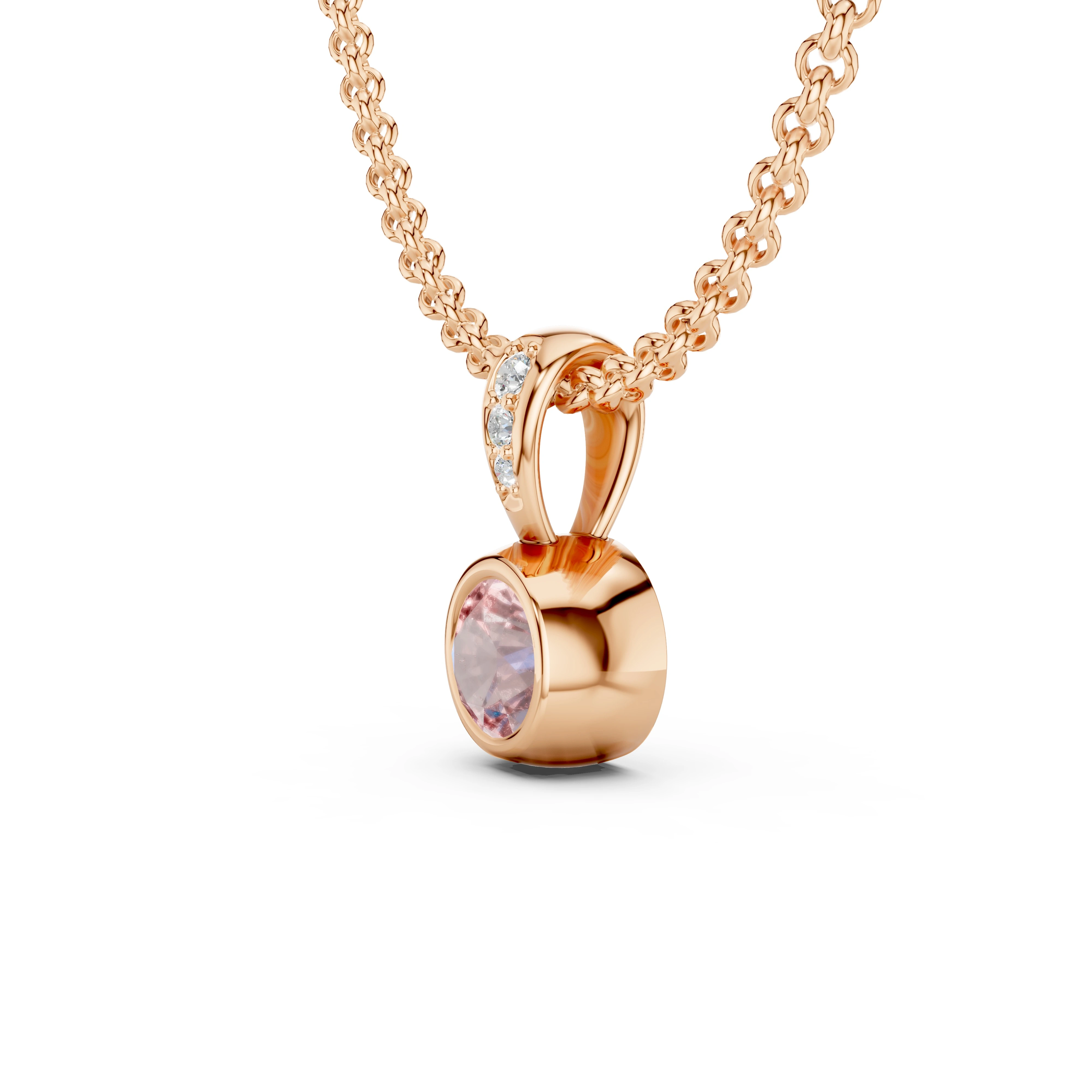 Zlatý náhrdelník s morganitem a diamanty