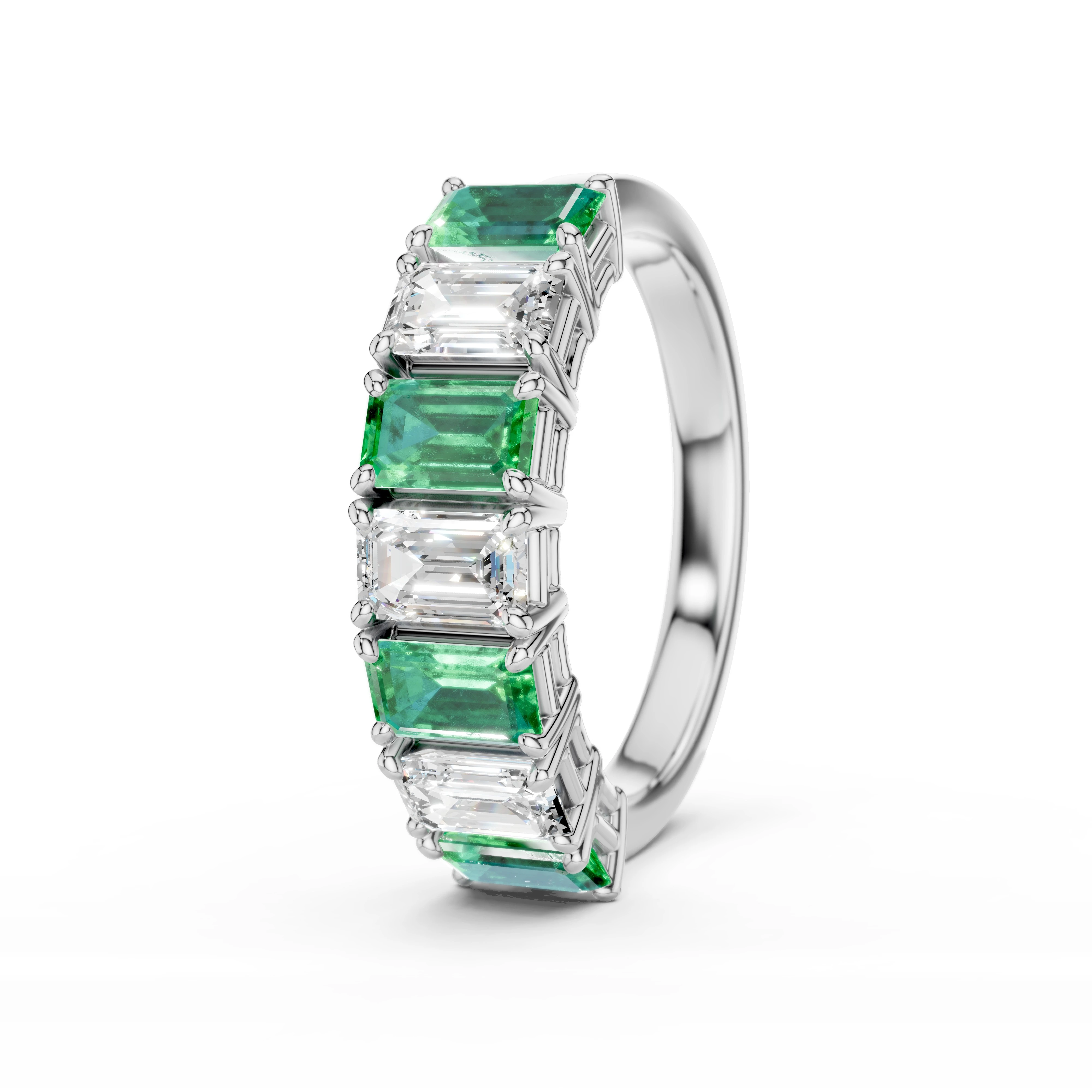 Luxusní prsten s přírodními smaragdy a diamanty