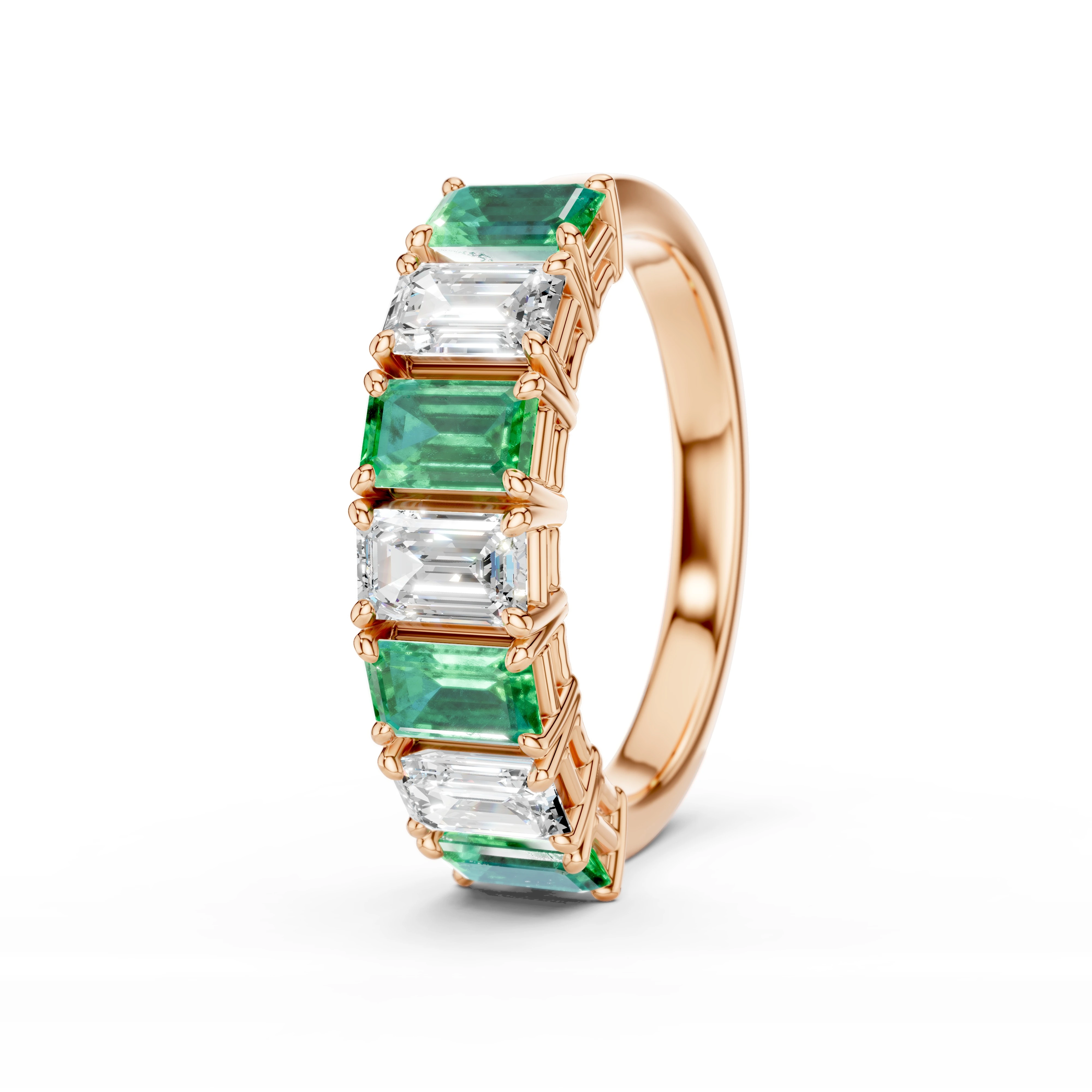 Luxusní prsten s přírodními smaragdy a diamanty