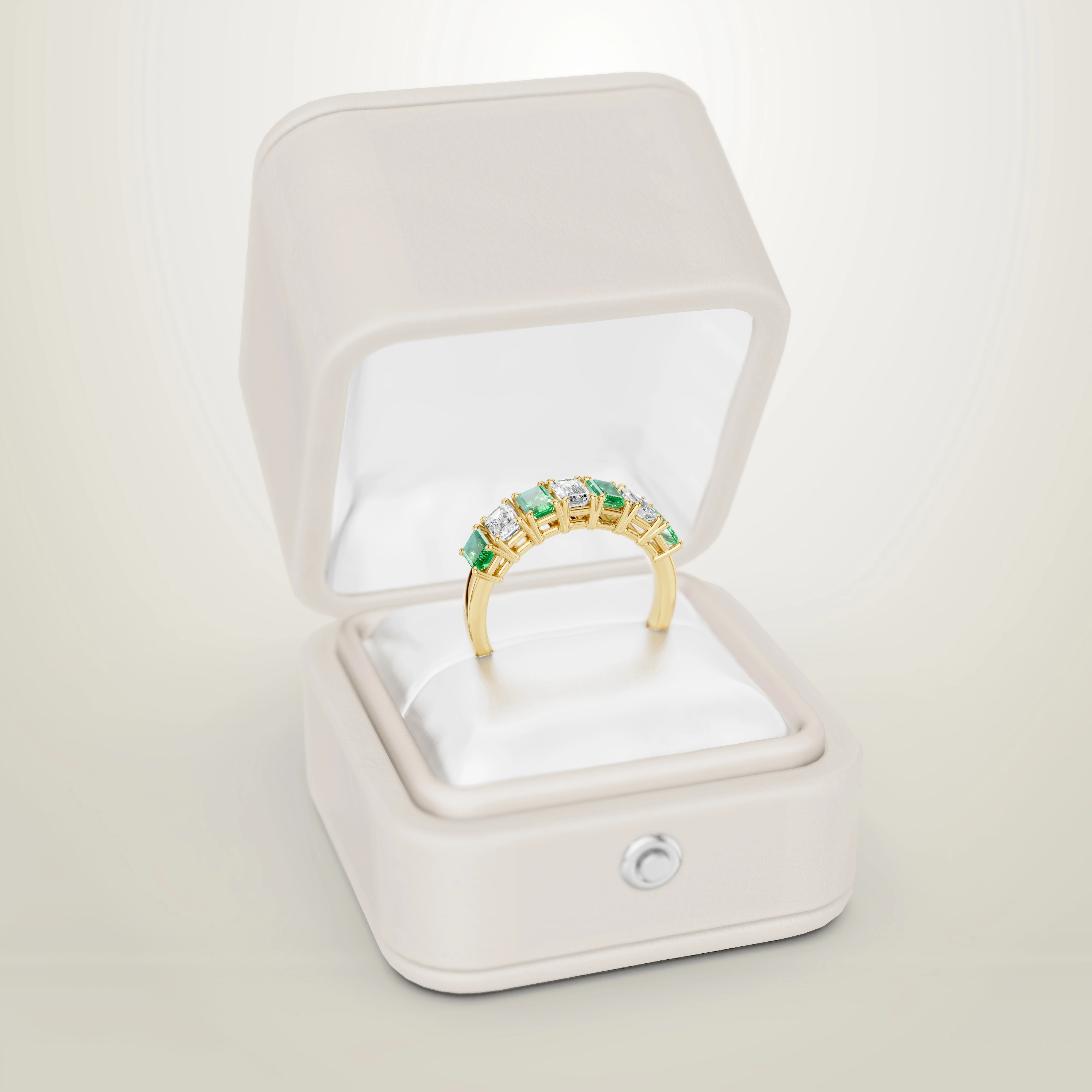 Luxusní prsten s přírodními smaragdy a diamanty