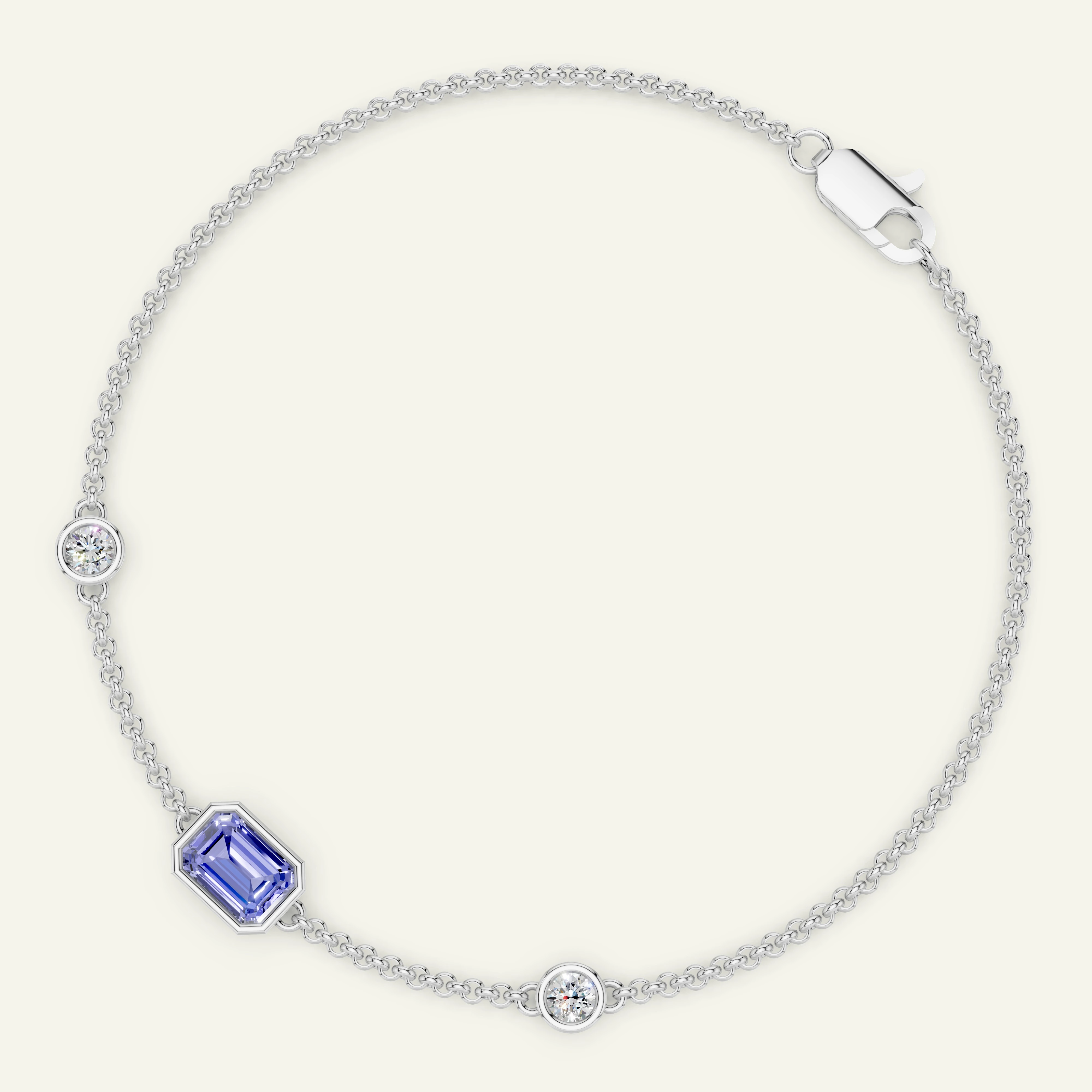 Zlatý náramek s tanzanitem a diamanty