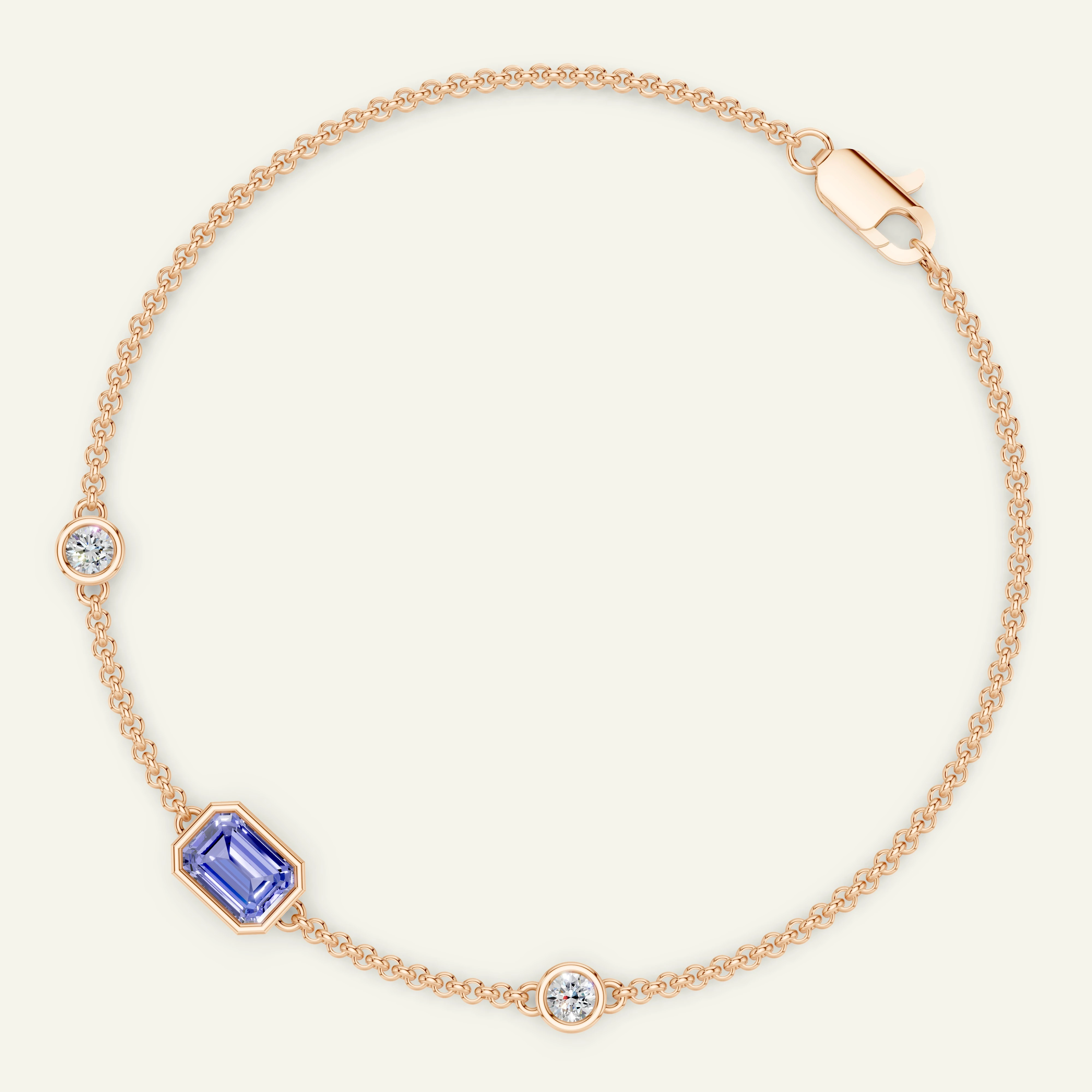 Zlatý náramek s tanzanitem a diamanty